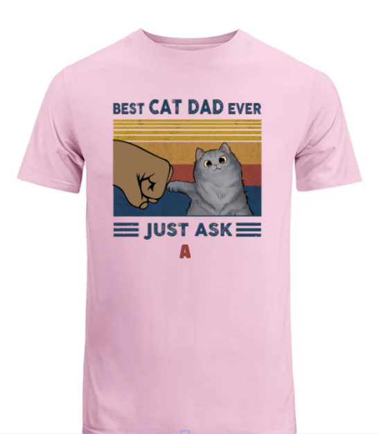 Best Cat Dad Fluffy Cat Personalized Light Color Shirt